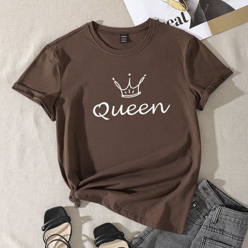 T-shirt à imprimé couronne et lettre - SHEIN - Modalova