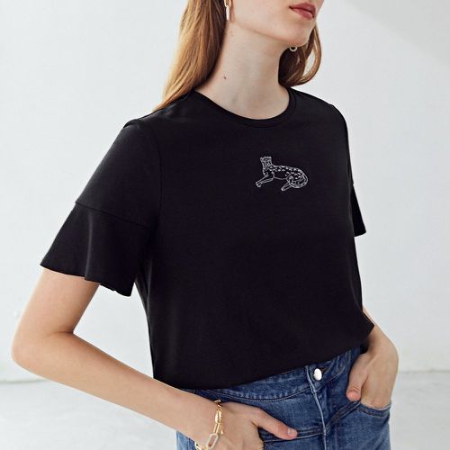 T-shirt à léopard à broderie - SHEIN - Modalova