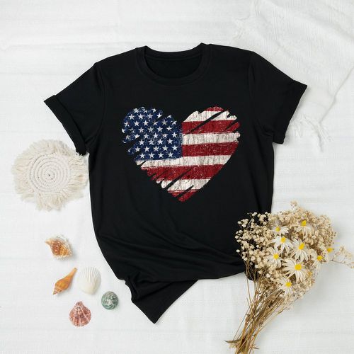 T-shirt à imprimé cœur et drapeau - SHEIN - Modalova