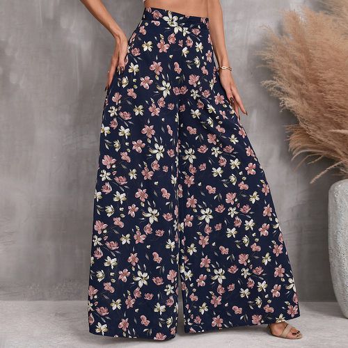 Pantalon ample taille haute avec imprimé fleur - SHEIN - Modalova