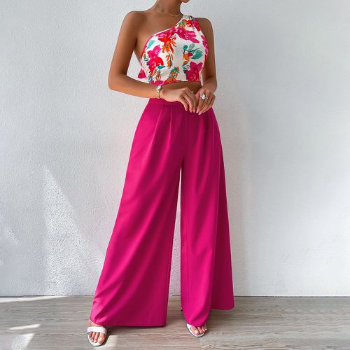 Top à imprimé floral asymétrique & Pantalon ample - SHEIN - Modalova