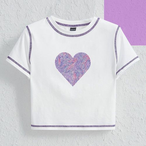 T-shirt à imprimé cœur à couture - SHEIN - Modalova