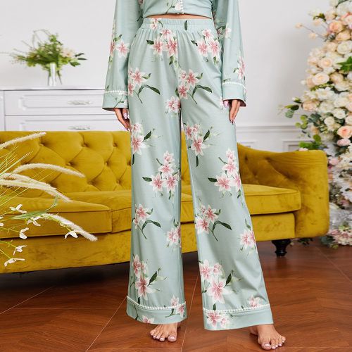Pantalon à domicile à imprimé floral ample - SHEIN - Modalova