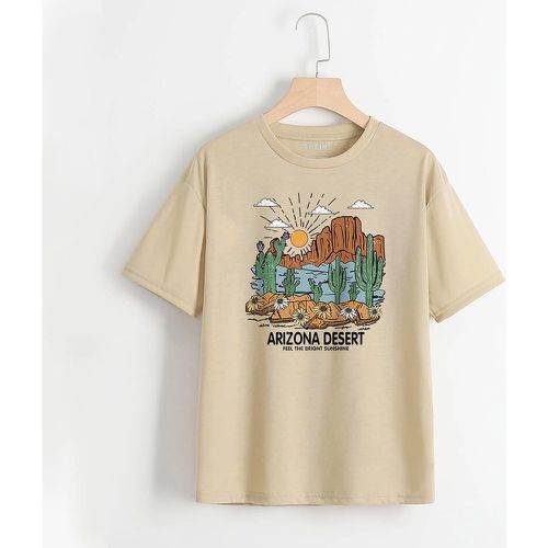 T-shirt à motif cactus et lettres - SHEIN - Modalova