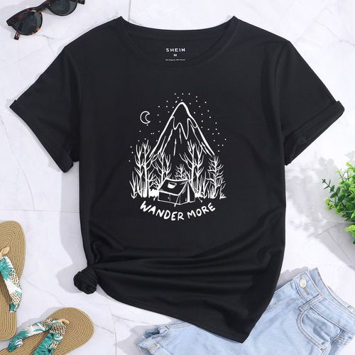 T-shirt à motif montagne et lettre - SHEIN - Modalova