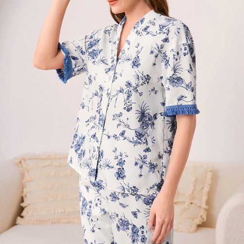 Haut de pyjama à imprimé floral à franges - SHEIN - Modalova