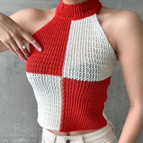 Top en tricot à blocs de couleurs ras-du-cou (sans soutien-gorge) - SHEIN - Modalova