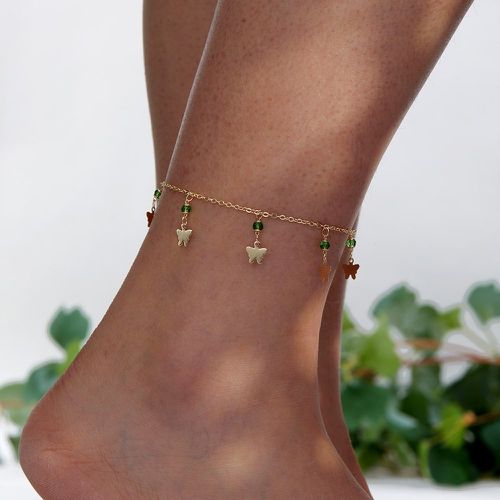 Bracelet de cheville perle & à breloque papillon - SHEIN - Modalova