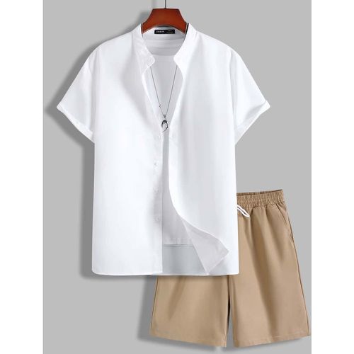 Unicolore à col montant Chemise & Short (sans t-shirt) - SHEIN - Modalova