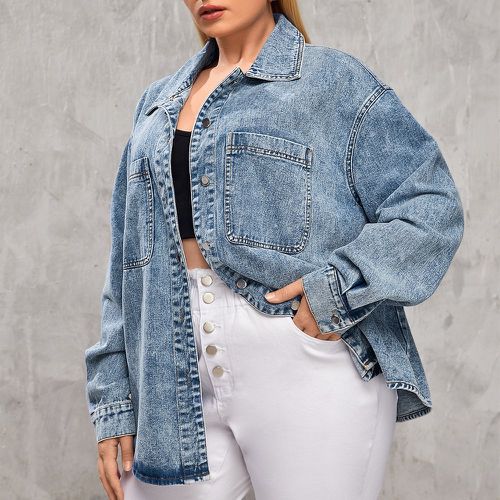 Veste en jean patch à poche - SHEIN - Modalova