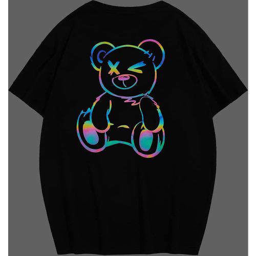 T-shirt réfléchissant à imprimé ours dessin animé - SHEIN - Modalova