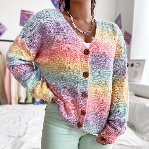 Cardigan en tricot dégradé texturé - SHEIN - Modalova