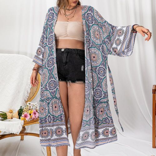 Kimono à imprimé mandala manches chauve-souris - SHEIN - Modalova