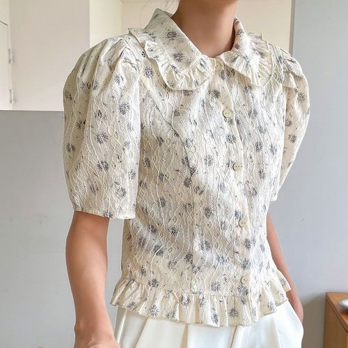 Blouse à imprimé floral à plis - SHEIN - Modalova