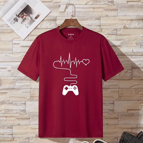 T-shirt à imprimé cœur et manette de jeu - SHEIN - Modalova