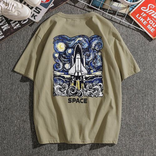 T-shirt à motif fusée et lettres - SHEIN - Modalova