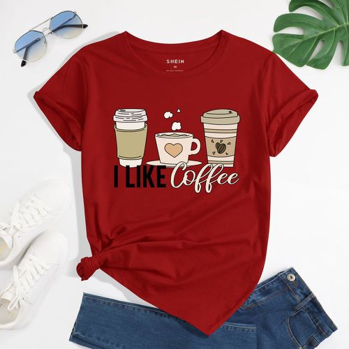 T-shirt à motif slogan et café - SHEIN - Modalova