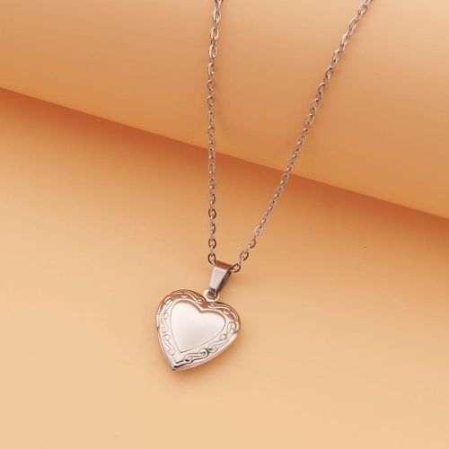 Collier à médaillon ouvert à pendentif cœur - SHEIN - Modalova