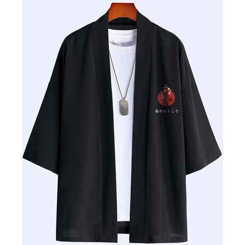 Kimono à imprimé lettre japonaise et floral (sans t-shirt) - SHEIN - Modalova