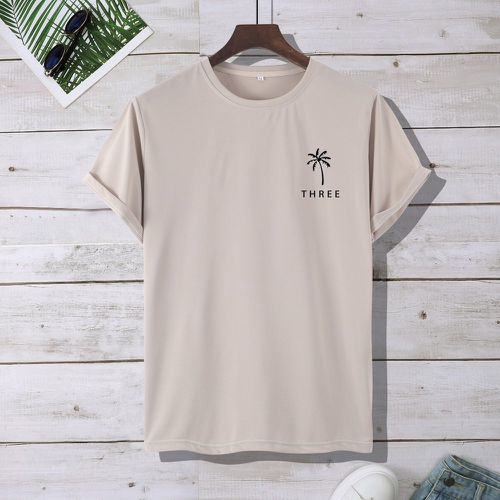 T-shirt à motif palmier et lettre - SHEIN - Modalova