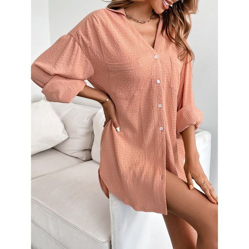 Chemise unicolore à poches long - SHEIN - Modalova