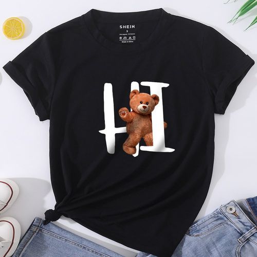 T-shirt à imprimé lettre et ours - SHEIN - Modalova