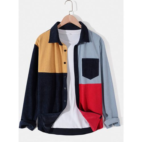 Manteau en velours côtelé à blocs de couleurs patch à poche (sans t-shirt) - SHEIN - Modalova
