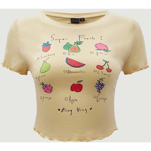T-shirt à motif fruit et lettre à ourlet ondulé - SHEIN - Modalova