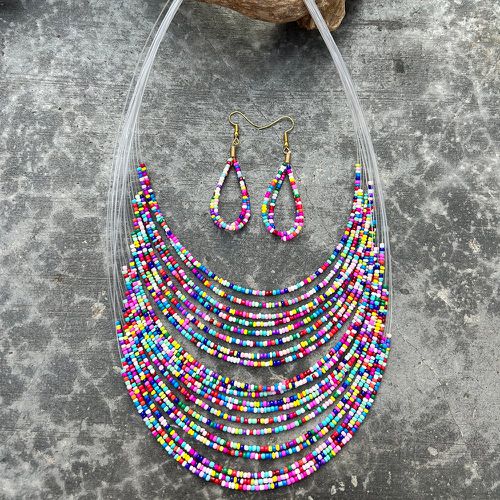 Pièces Set de bijoux à blocs de couleurs perlé - SHEIN - Modalova