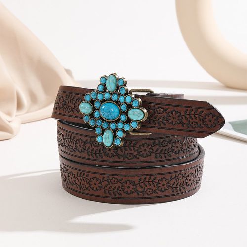 Ceinture à boucle fleur en relief de à détail turquoise - SHEIN - Modalova
