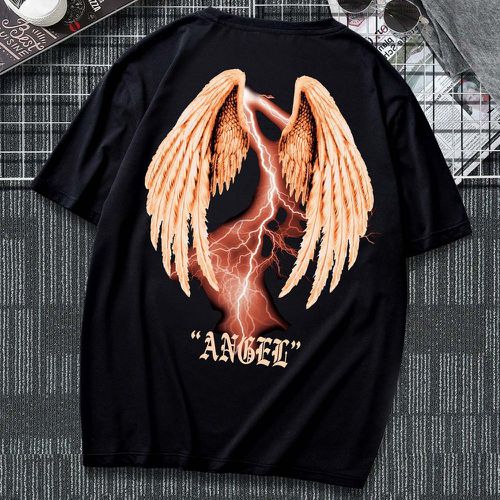Homme T-shirt ange à imprimé aile - SHEIN - Modalova