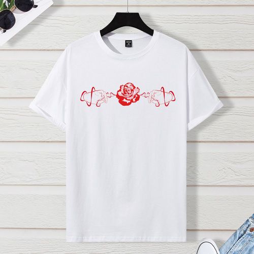 Homme T-shirt main & rose - SHEIN - Modalova
