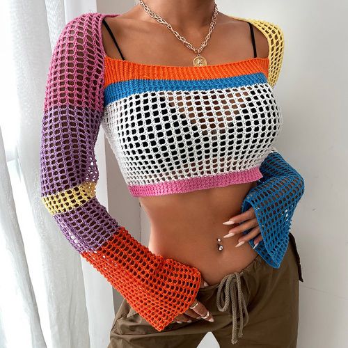 Pull court à blocs de couleurs en tricot - SHEIN - Modalova