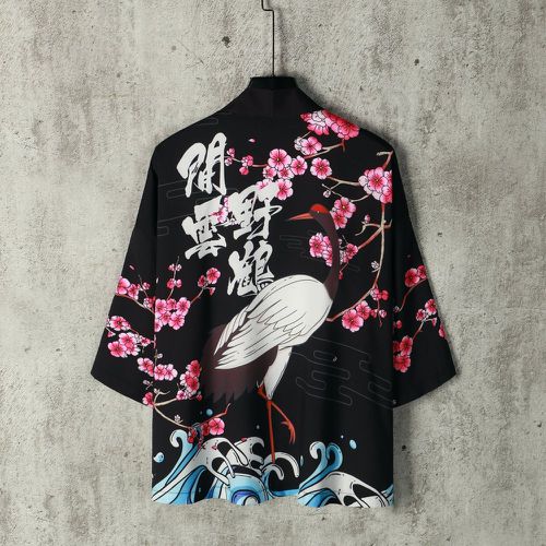 Kimono à imprimé grue et fleur (sans t-shirt) - SHEIN - Modalova