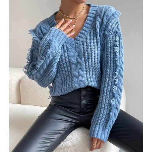 Pull à franges en tricot torsadé - SHEIN - Modalova