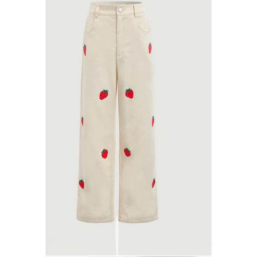 Pantalon droit à imprimé fraise - SHEIN - Modalova