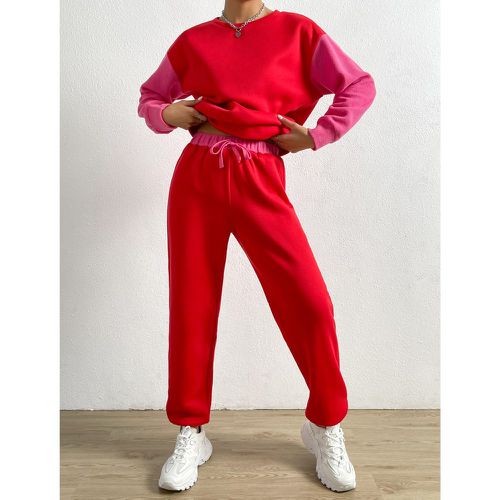 Pantalon de survêtement & Sweat-shirt à blocs de couleurs - SHEIN - Modalova