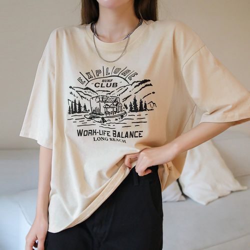 T-shirt montagne et lettre - SHEIN - Modalova