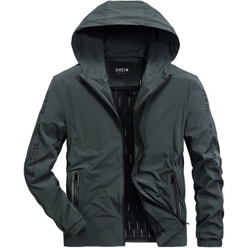 Manteau à capuche à lettres zippé - SHEIN - Modalova