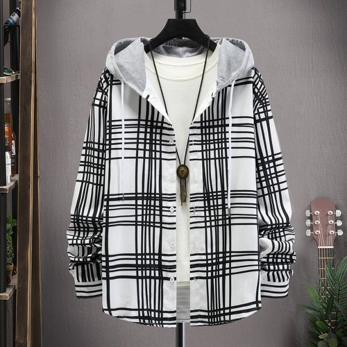 Manteau à capuche à carreaux à cordon (sans t-shirt) - SHEIN - Modalova