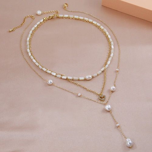 Pièces Collier avec pendentif perle de culture breloque - SHEIN - Modalova