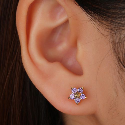 Clous d'oreilles à strass à fleur - SHEIN - Modalova