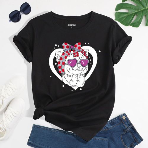 T-shirt à imprimé cœur et dessin animé - SHEIN - Modalova