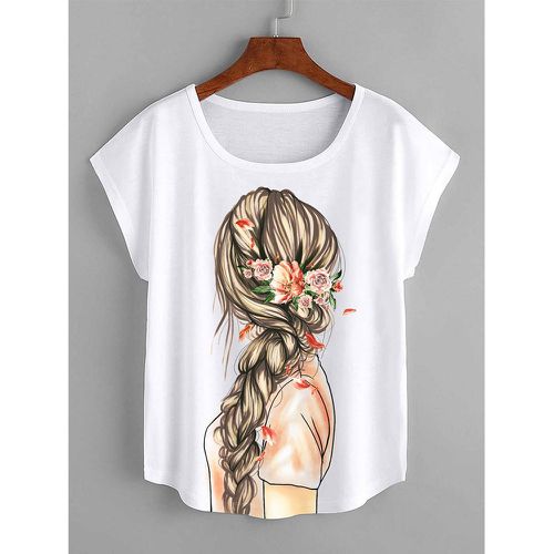 T-shirt à motif figure manches chauve-souris - SHEIN - Modalova
