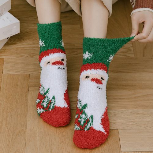 Chaussettes duveteuses à motif père Noël - SHEIN - Modalova