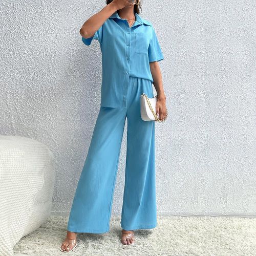 Chemise patch à poche & Pantalon ample - SHEIN - Modalova