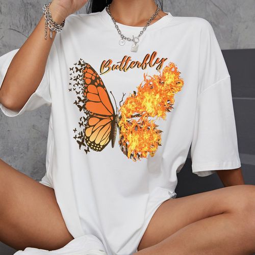 T-shirt papillon & à imprimé flamme - SHEIN - Modalova