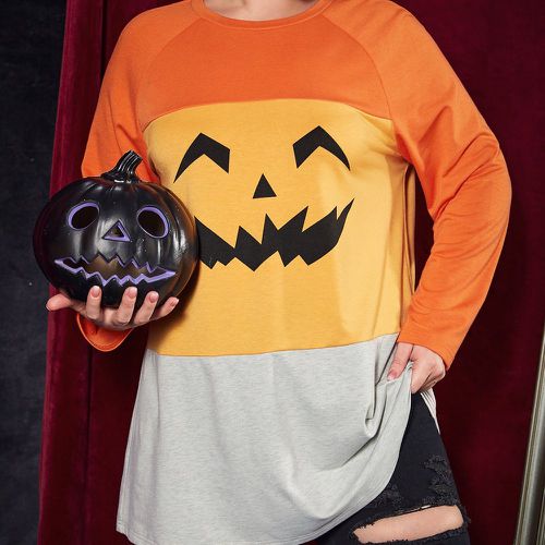 T-shirt à imprimé halloween bicolore manches raglan - SHEIN - Modalova