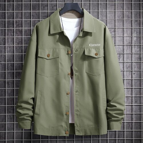Manteau à broderie poche à rabat (sans t-shirt) - SHEIN - Modalova