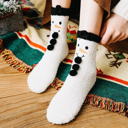 Chaussettes Noël bonhomme de neige motif à pompons - SHEIN - Modalova